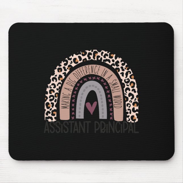 Principal Appreciation Leopard Print Rainbow  Mouse Pad (Front)