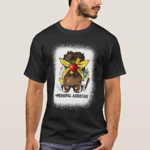 Principal Assistant Afro Messy Bun Back To School T-Shirt