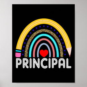 Principal Boho Rainbow Leopard Back To School Prin Poster