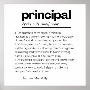 Principal Definition Print, Custom Principal Gift Poster