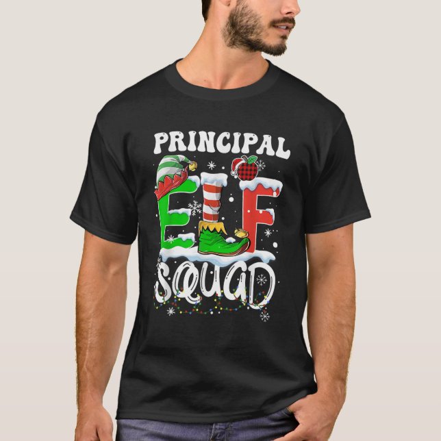 Principal ELF Squad Funny Christmas ELF Kids Teach T-Shirt (Front)