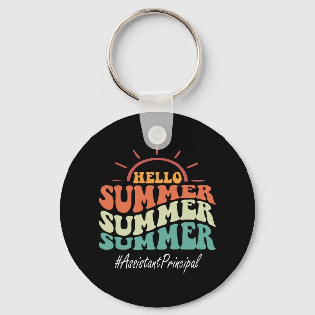 Principal Groovy Last Day Of School Hello Summer  Key Ring (Front)