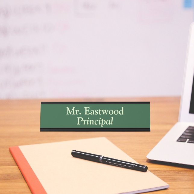 Principal In Green Desk Name Plate (Creator Uploaded)