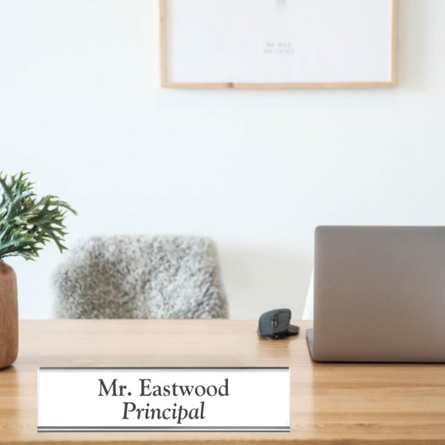 Principal In White  Desk Name Plate (Creator Uploaded)