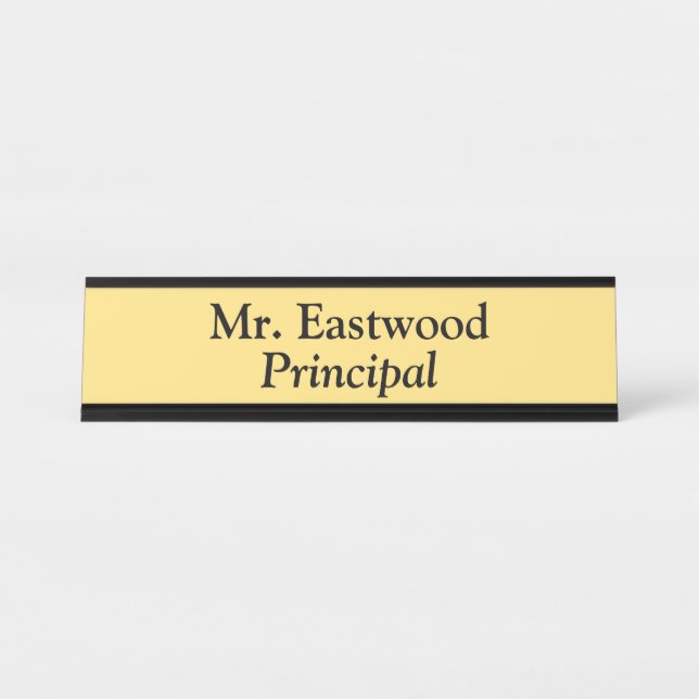 Principal In Yellow Desk Name Plate (Front)
