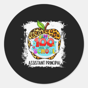 Principal Life Happy 100th Day Of School Face Mask Classic Round Sticker