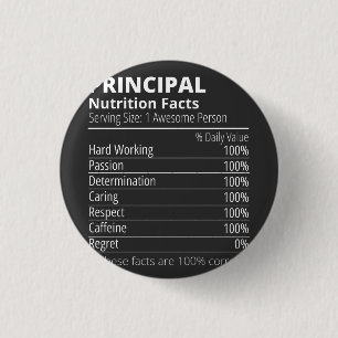 Principal Nutrition Facts Funny 3 Cm Round Badge