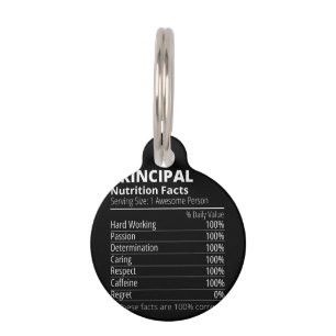 Principal Nutrition Facts Funny Pet Tag