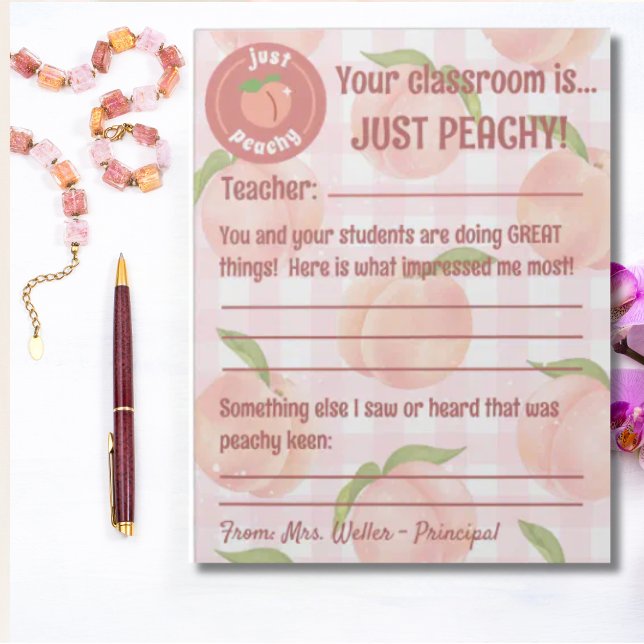 Principal Positive Teacher Feedback Customisable Notepad (Principal notepad for positive feedback to teachers and students in class.  Personalized.)