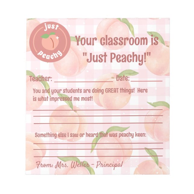 Principal Positive Teacher Feedback Customisable Notepad (Front)