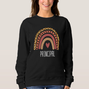 Principal Rainbow Leopard Print School Principal Sweatshirt