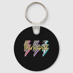 Principal Retro 80s 90s Leopard Print Lightening Key Ring