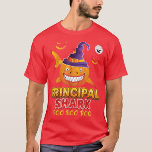 Principal Shark Boo Pumpkin Halloween Witch Horor T-Shirt