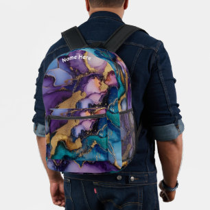 Print All Over Personalised Name Purple Agate  Printed Backpack