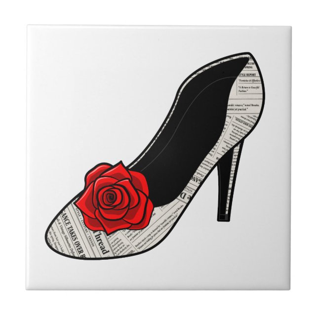 Print and Petal High Heel Ceramic Tile (Front)