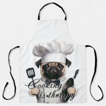 Print Apron Cooking is therapy