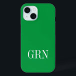 Print custom iPhone 15 case in your favourite colo<br><div class="desc">Print custom iPhone 15 case in your favourite colour. Personalise with your own name initials or custom monogram. Green and white example. Aslo available for older smartphone models. Change into your preferred colour combination. Cool phone accessories for men and women.</div>