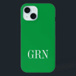 Print custom iPhone 15 case in your favourite colo<br><div class="desc">Print custom iPhone 15 case in your favourite colour. Personalise with your own name initials or custom monogram. Green and white example. Aslo available for older smartphone models. Change into your preferred colour combination. Cool phone accessories for men and women.</div>