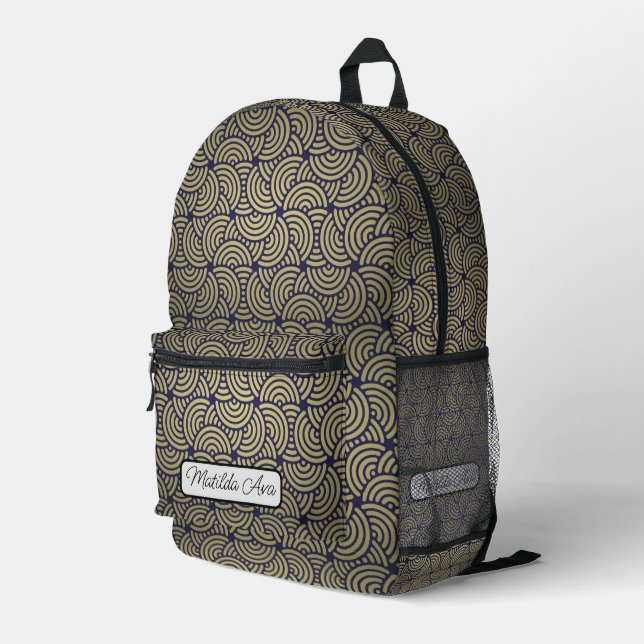 Print Cut Sew Backpack - Art Nouveau Half Circle (Back Corner Right)