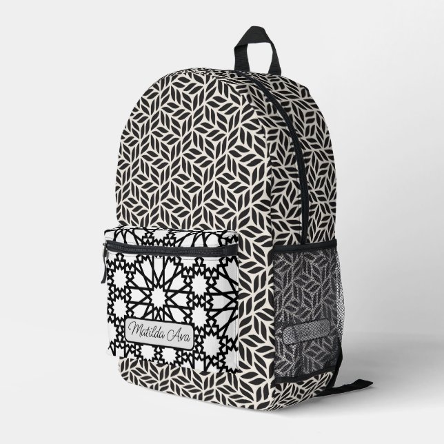 Print Cut Sew Backpack - Personalise B/W Star (Back Corner Right)