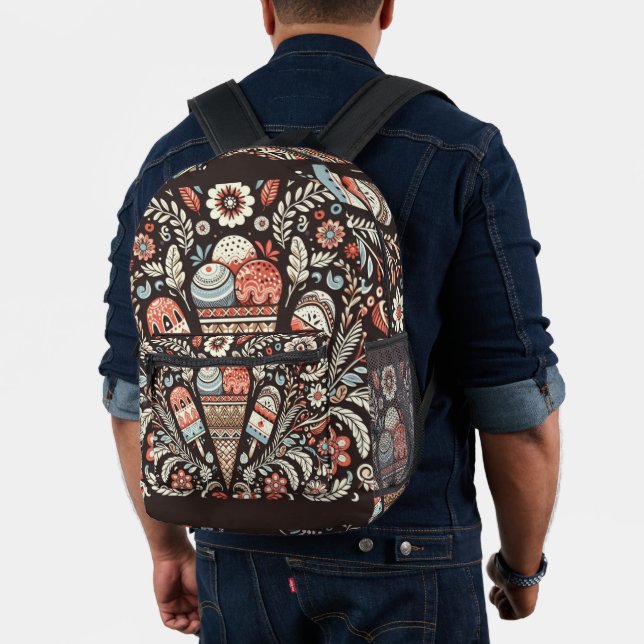 Print Cut Sew Backpack with Folk Art Design for Na (Insitu (Model))