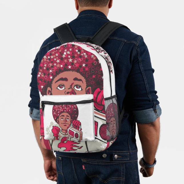 Print Cut Sew Backpack YOUTH Power Afro & Boombox (Insitu (Model))