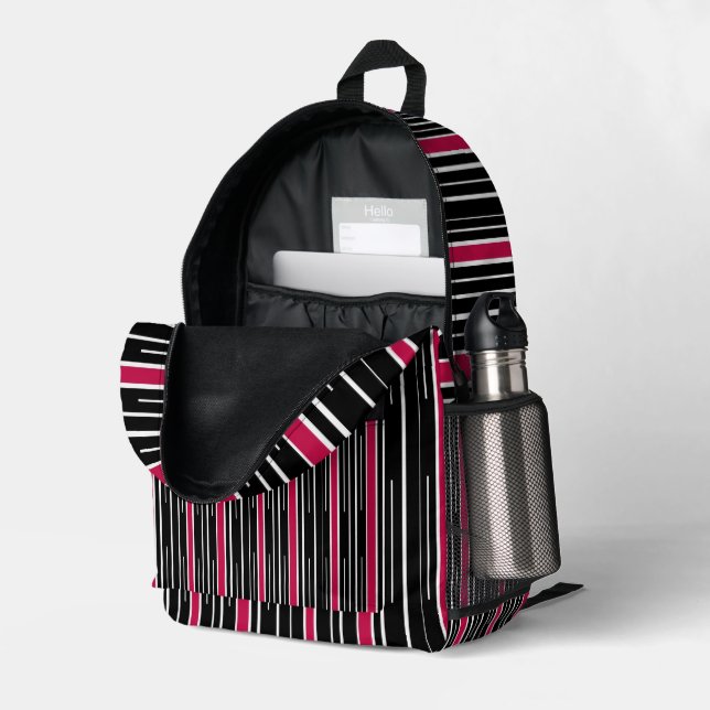 Print Cut Sew Bag Black & White, Pink Stripe (Back Corner Right (Open))