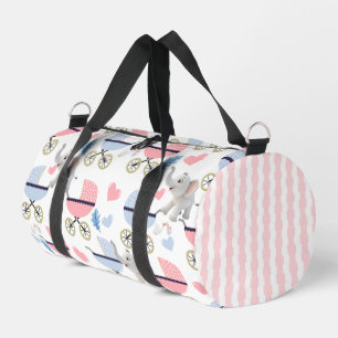 Print Cut Sew Bag Duffel Pink & Blue Elephant