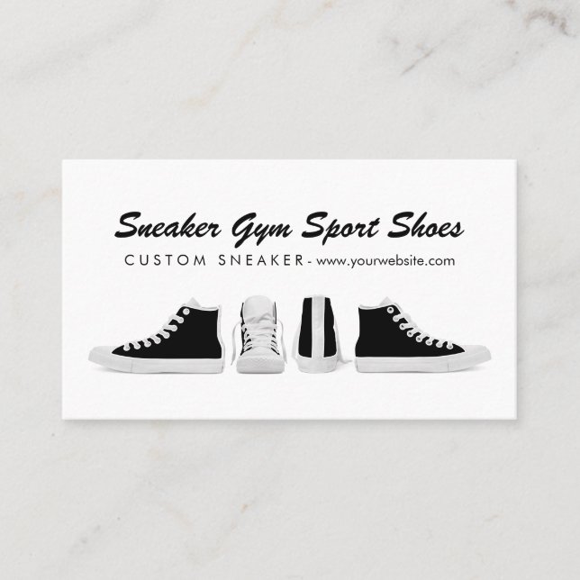 Print Demand White Sport Gym Shoes Business Card (Front)
