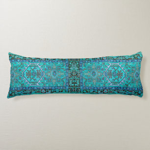 Print from traditional Kilim rug in modern blues, Body Cushion