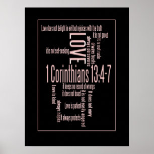 Print - Love is Patient Black & Blush