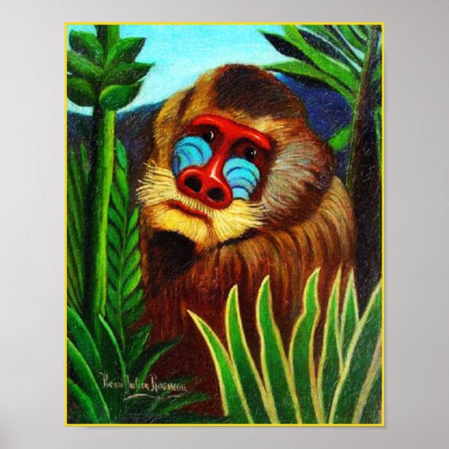 Print: Mandrill in the Jungle by Henri Rousseau Poster (Front)
