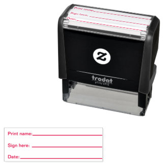 Print Name Sign Here and Date & Lines for Writing Self-inking Stamp