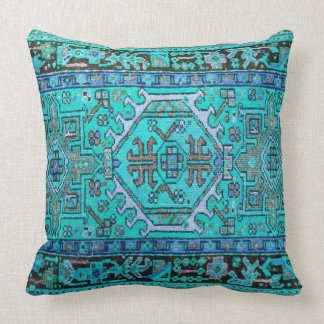 Print of Antique Oriental Carpet in Stunning Blues Cushion