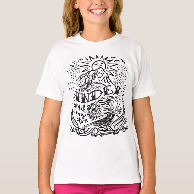 Print of hand drawn Index, Washington design! T-Shirt (Front)
