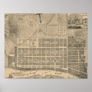 Print of Historic Savannah Georgia Map