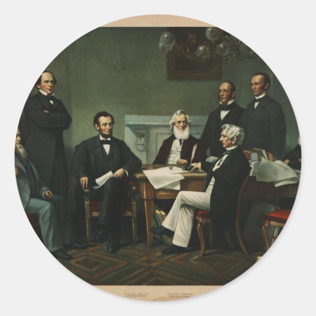 [Print of Lincoln's cabinet based on Carpenter pai Classic Round Sticker (Front)