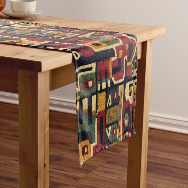 Print of Pre-Columbian Central Andes Wari Pattern Short Table Runner (In Situ)
