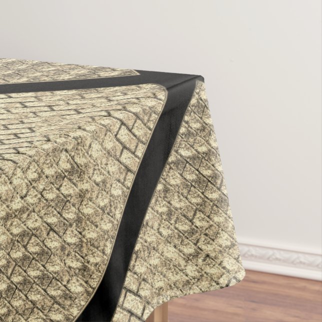 Print of rustic design of brick wall beige tablecloth (In Situ)