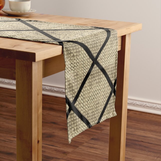 Print of rustic design of format brick wall beige medium table runner (In Situ)