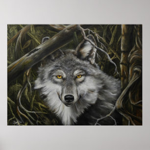 Print of Watchful Eyes Wolf Picture