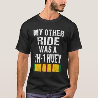 Print On Back Vietnam Veteran Biker Uh-1 Huey Heli T-Shirt