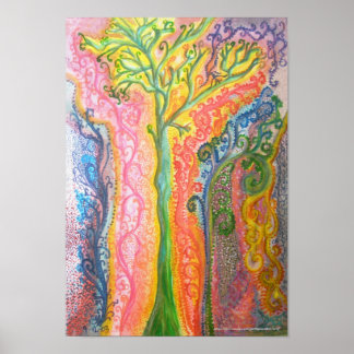 Print or Poster with Psychedelic Tree Design