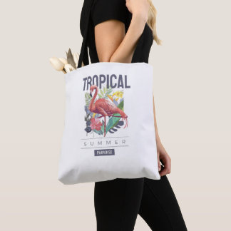 print phrase tropical summer paradise tote bag