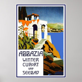 Print Retro Vintage Image Travel Abbazia