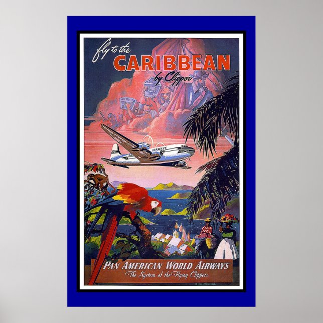 Print Retro Vintage Image Travel Caribbean (Front)