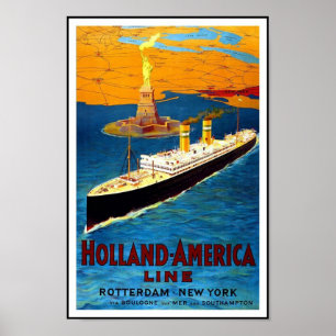 Print Retro Vintage Image Travel Holland - America
