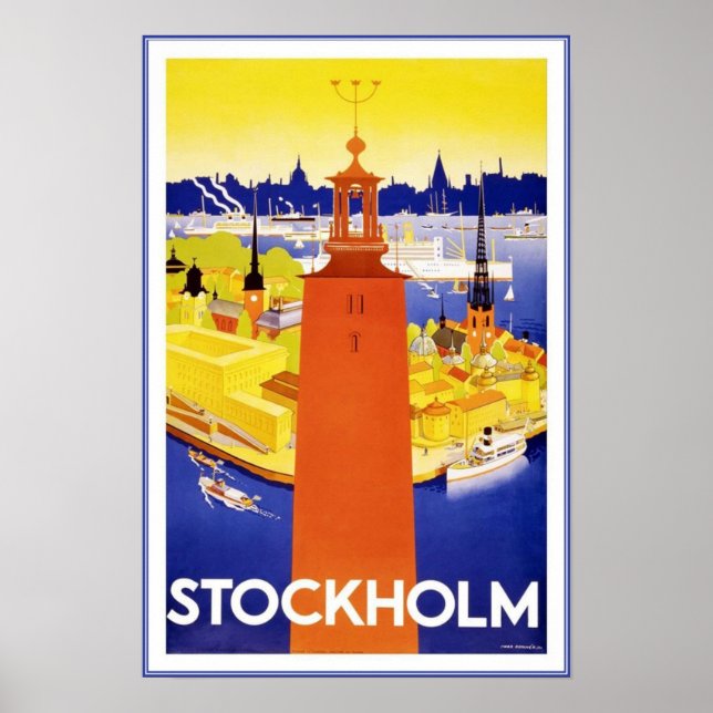 Print Retro Vintage Image Travel Stockholm (Front)