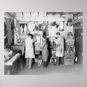 Print Shop, 1921. Vintage Photo