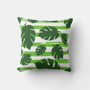 Print summer exotic jungle plant tropical palm lea cushion
